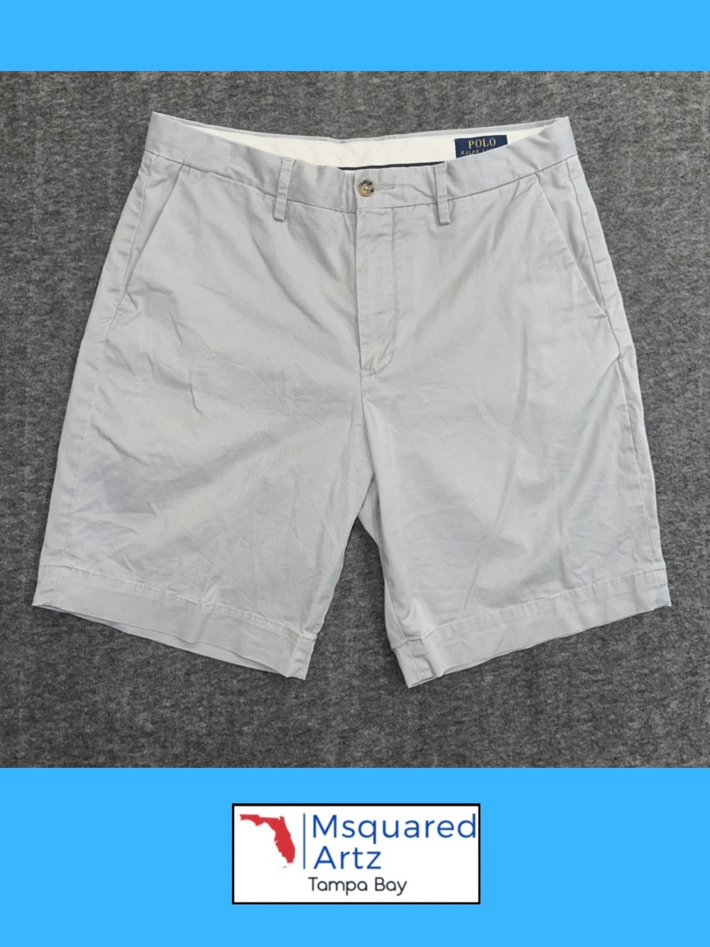 Polo Ralph Lauren Stretch Classic Fit Chino Shorts Mens 32 Light Gray Cotton - Picture 1 of 7